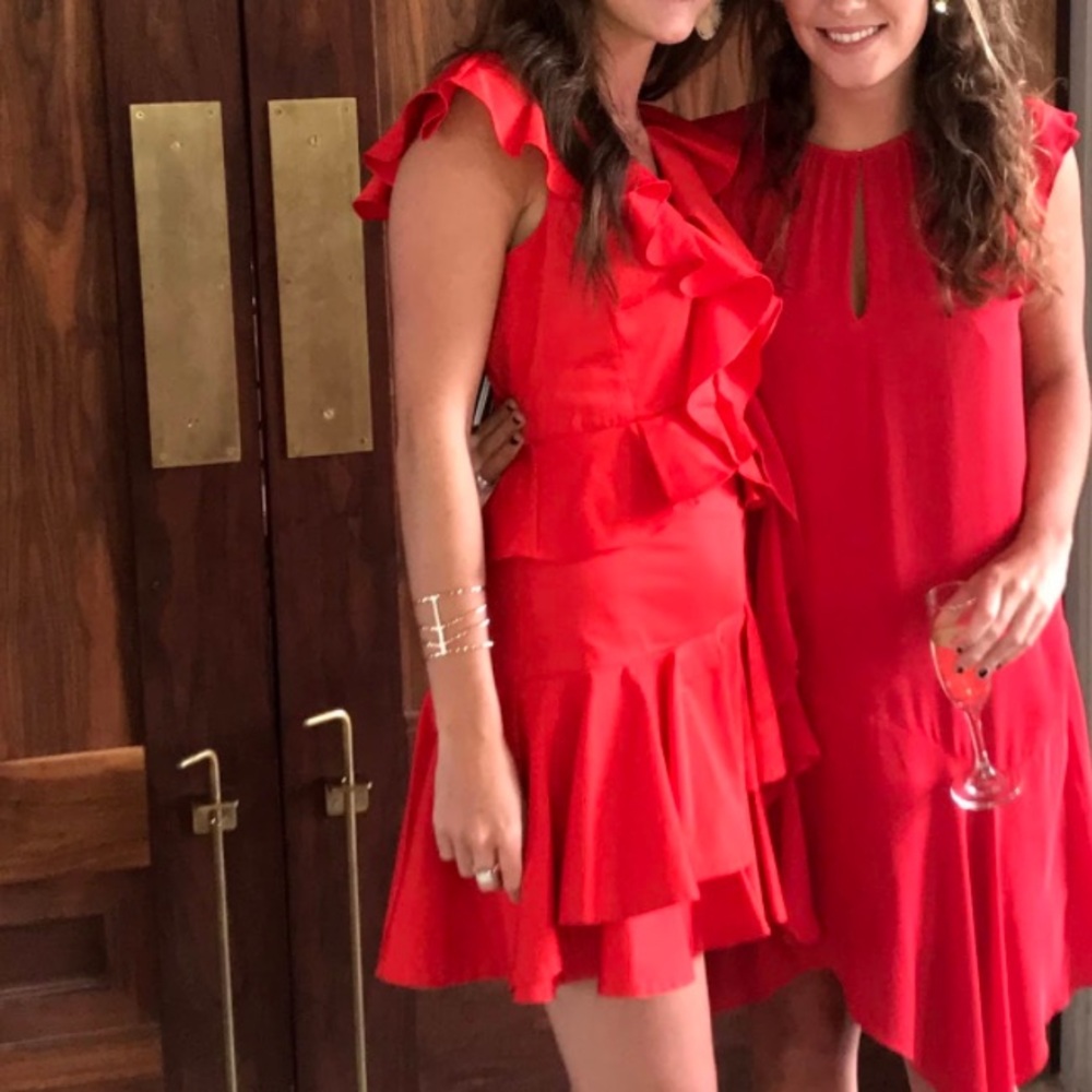 Rebecca Taylor Red Ruffle Dress Size 4